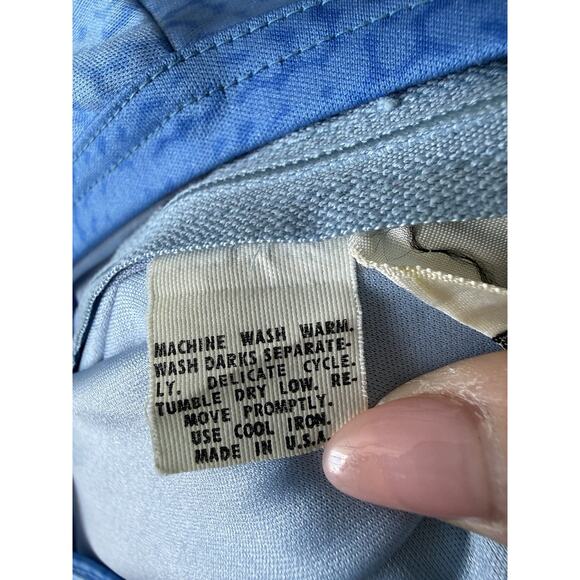 Vintage Lanvin Maxi Dress Gown Retro Blue Long Sleeve Geometric Retro Funky Sz 6 - Picture 15 of 15